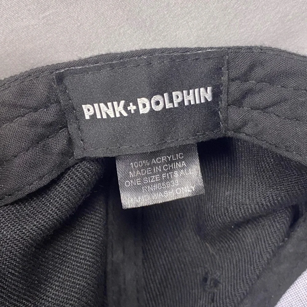 Pink Dolphin Ghost Patch Snapback Hat Mens OSFM Black Cap Flat Brim Streetwear